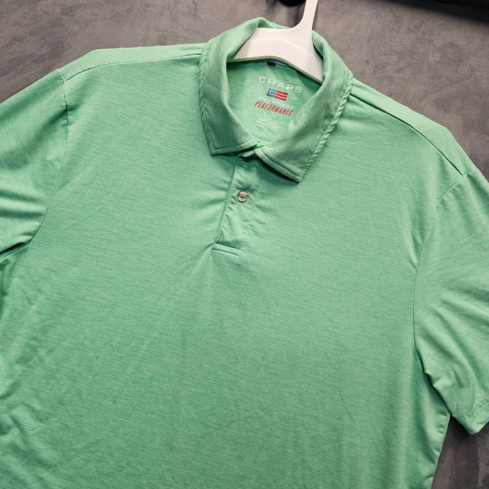 CHAPS Mens Everyday Performance Green Heathered Polo Shirt Large CM15PL130W